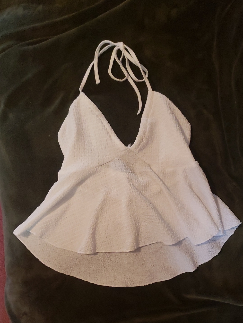 SHEIN White Textured Peplum Halter Top